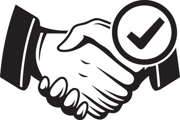 Vector icon design of successful agreement, successful agreement silhouette vector illustration, successful agreement line art vector design