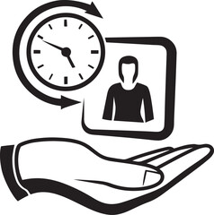 Modern and stylish time management vector illustration, time management silhouette vector icon, time management line art vector logo icon design