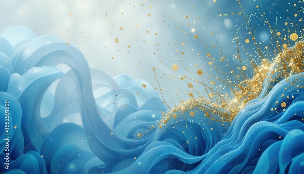 Aufkleber Stunning abstract wallpaper design with flowing waves and golden sparkles for computer monitors
