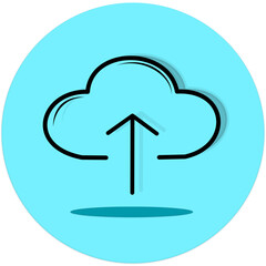 A sleek, minimalist cloud icon with an upward arrow, representing cloud storage, uploading, and data synchronization. Perfect for illustrating modern digital solutions, data backup, and remote access 