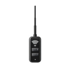 Wireless remote control system device with antenna black glossy gadget on transparent background