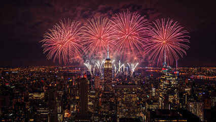 fireworks over the city of london