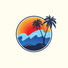 Summer time emblem or logo or label or t-shirt vector image