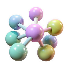 3d pastel molecular structure isolated on transparent background