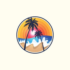 Summer time emblem or logo or label or t-shirt vector image