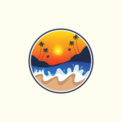 Summer time emblem or logo or label or t-shirt vector image