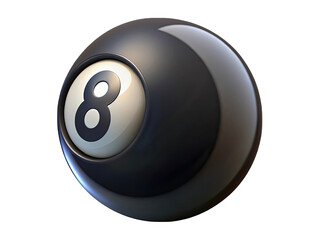 Mystic Eight Ball: A classic eight ball, the iconic sphere from the game of pool, its glossy black surface reflecting the mysterious promise of answers to all of life's questions.