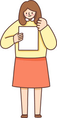 Woman Character Holding Message Board Illustration / 피켓 든 여성 캐릭터 일러스트