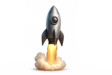 3d rocket ship launching isolated on transparent background. Png