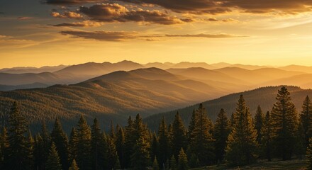 Obraz premium Golden hour mountain range view