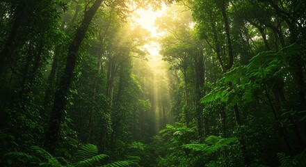 Obraz premium rays of light in forest background
