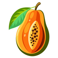 Papaya  white background