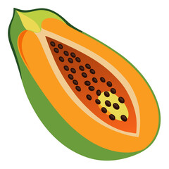 Papaya  white background
