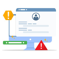 Warning for entering username and password to login personal account. Cyber security concept.