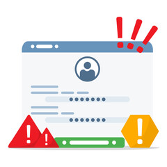 Warning for entering username and password to login personal account. Cyber security concept.