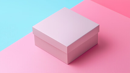 Elegant Pink Cardboard Box Mockup, Pastel Background, Product Packaging Design