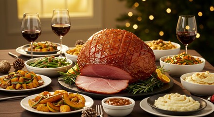 Glazed Ham Centerpiece: A Festive Christmas Dinner Feast