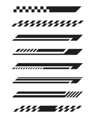 Set of black racing stripes for car or vehicle customization