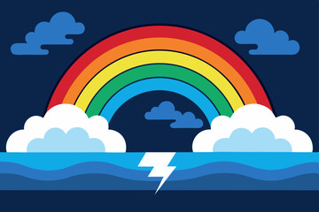A charming illustration of a magical rainbow vector landscape background wallpaper