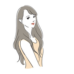 ロングヘアのモデル風おしゃれな女性