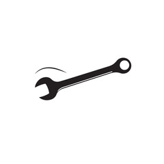 Vector art of a black wrench is isolated on white background