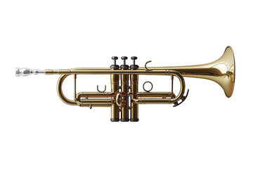 Naklejka premium Golden trumpet instrument isolated on dark background
