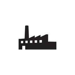 Naklejka premium Vector art of a factory building with a chimney and multiple sawtooth roofs, isolated on white background