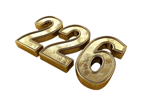 Golden number 226 isolated, with textured surface