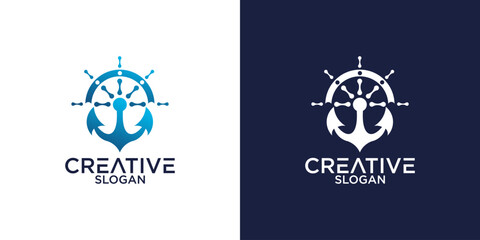 anchor logo design vector