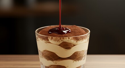 Decadent Tiramisu Delight: Rich Chocolate Drizzle on Creamy Layers