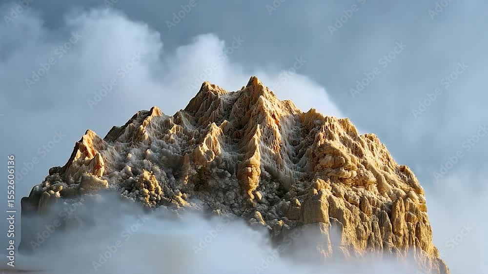 Poster abstract mountain formation with cloudy sky and soft lighting