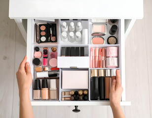 Organized Makeup Drawer A Satisfying Time-Lapse of Cosmetic Organization
