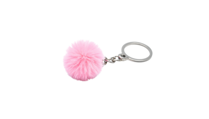Pink keychain with chain on white background