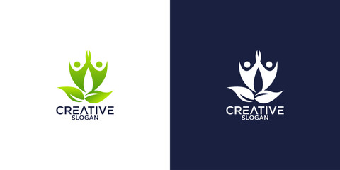 people and leaves logo vector design