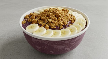 Acai Bowl with Granola and Banana Slices: A Delicious and Healthy Breakfast or Snack