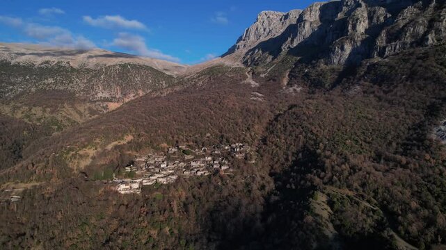 small village papingo in north greece
drone shot
