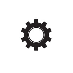 Vector art of a black gear wheel isolated on white background, representing mechanical processes
