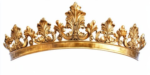Crown Iron. Gold Decorative Crown Details Isolated on White Background