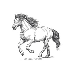A sketch art of a horse running, showing the initial outline.	