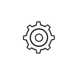 Vector art of an outlined gear with cogs isolated on white background, representing a mechanical component