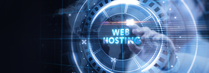 Web Hosting. The activity of providing storage space and access for websites. Business, modern...