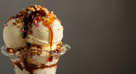 Decadent Caramel Sundae Drizzled with Sweetness