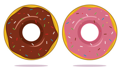 Sweet donut dessert food chocolate pink color doughnut pastry donuts for snack