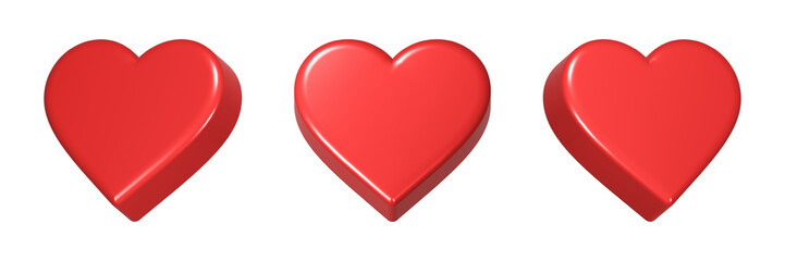 love post heart icon set 3d rendering
