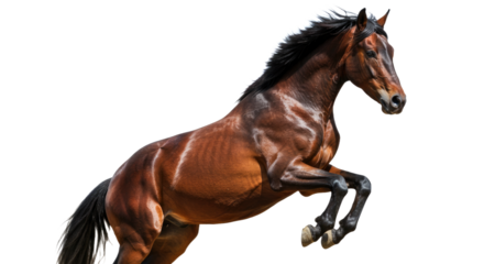 Majestic Brown Horse Leaping High.