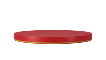 Vibrant red circular display podium with a subtle golden base, ideal for product showcases, awards, or spotlighting items on a clean Transparent Background.

