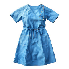 Blue Doctor Dress Mockup with Stethoscope Nurse Apparel Uniform for on transparent background