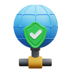 Blue and green secure global network. The illustration shows the safety of network connection.