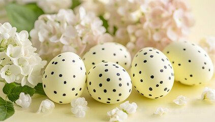 Fototapeta premium Pastel Easter Eggs with Flowers