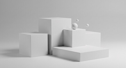 white podium on white background